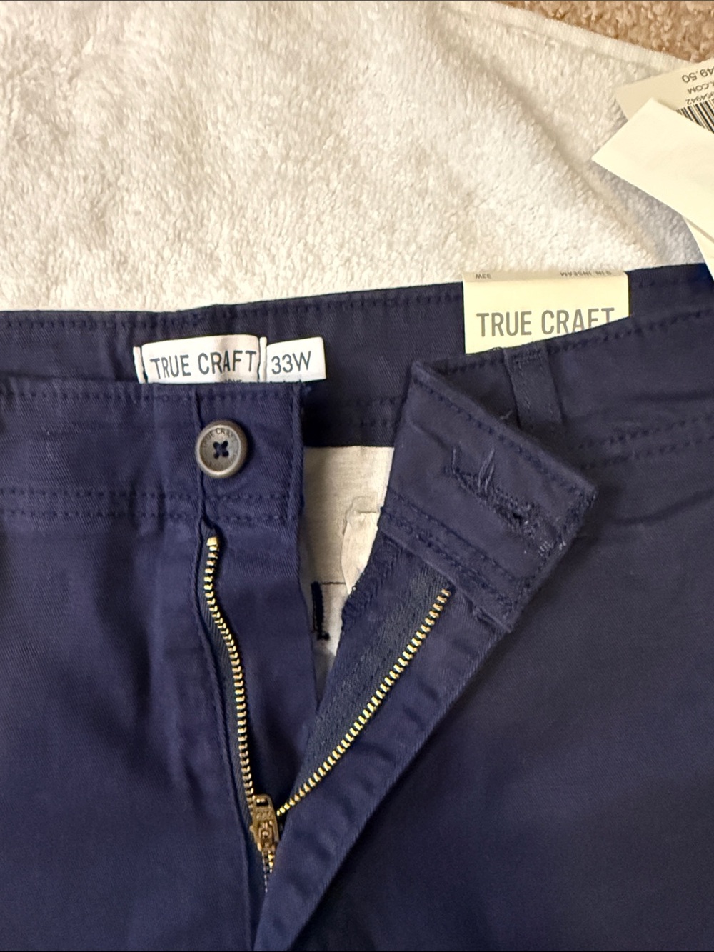 True Craft Navy Zipper Fly Chino Shorts - Picture 2 of 4